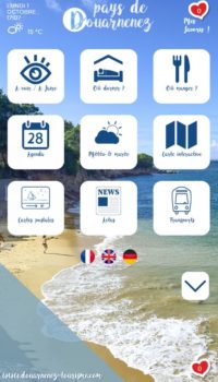 Ecran d'accueil de la borne vitrine interactive de Douarnenez
